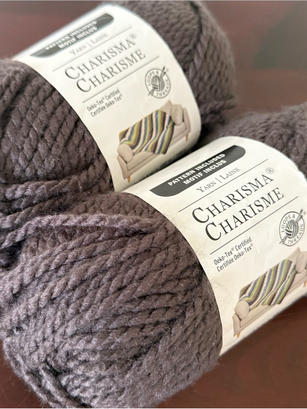 (2) Loops & Threads Charisma in Walnut - same dye lot - Bulky, 100% Acrylic Yarn